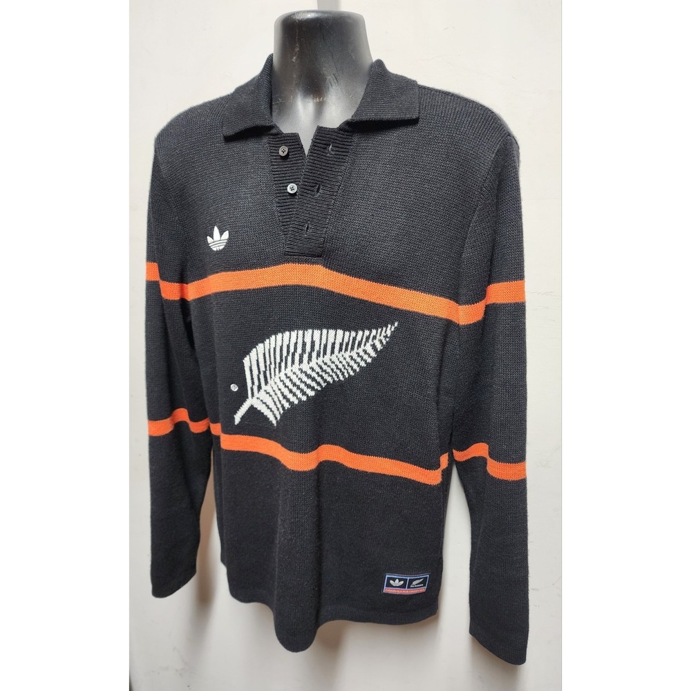 Adidas Knitted All Blacks New Zealand Rugby Polo Sweater KG4640, Men L, NWT $140